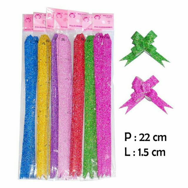 

Pita tarik 12f gliter pasir/ pita serut/ pita tarik/ pita kado/ pita souvenir/ pita parcel/ pita