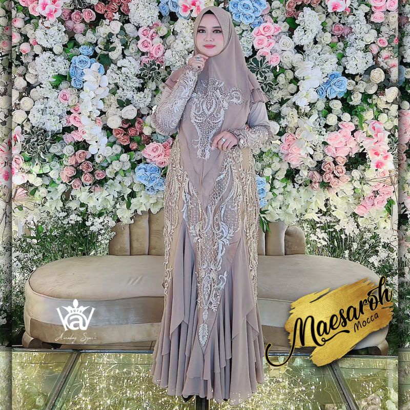 Gamis Syar'i Set Maesaroh Grey Limited Edition Aurakay Syari