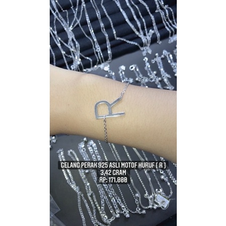Gelang Perak 925 Asli Model Huruf R