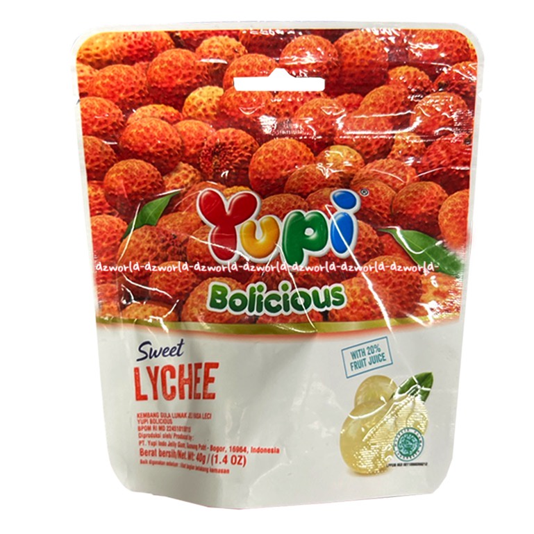 Yupi Bolicious Sweet Lychee Balckeberry 40gr Permen Jell Lunak Rasa Buah Leci Manis Kembang Gula Yuppi