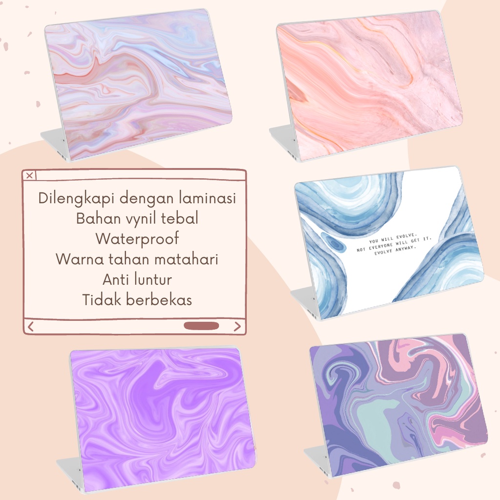 Garskin Laptop Sticker Marmer Aesthetic Notebook Garskin Lucu Pelindung Laptop Macbook