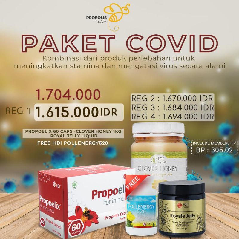 propoelix dan clover honey Hdi original. paket utk atasi covid