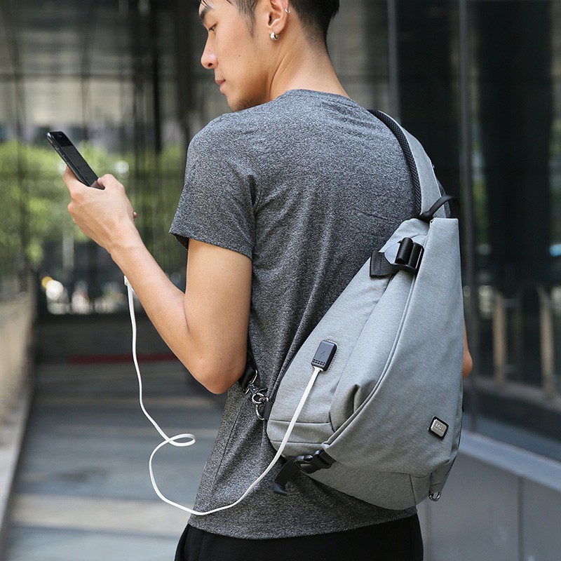 Tas Selempang MARK RYDEN MR5975 Original Sling Bag USB - grey