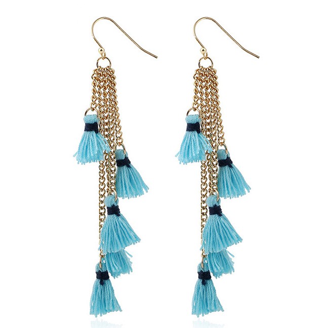 LRC ANting Gantung Bohemia Tassel Decoreated Long Earrings