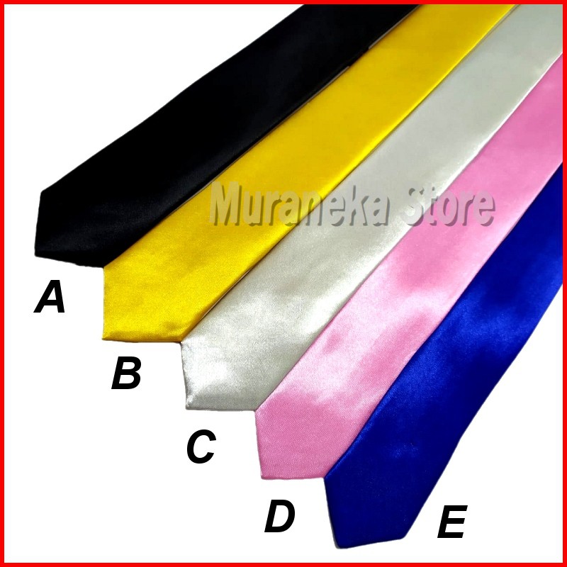 Dasi Slim 2 Inch 5 Pria Wedding Hitam Kuning Polos Pink Kemeja Biru Pernikahan Wisuda bca Merah