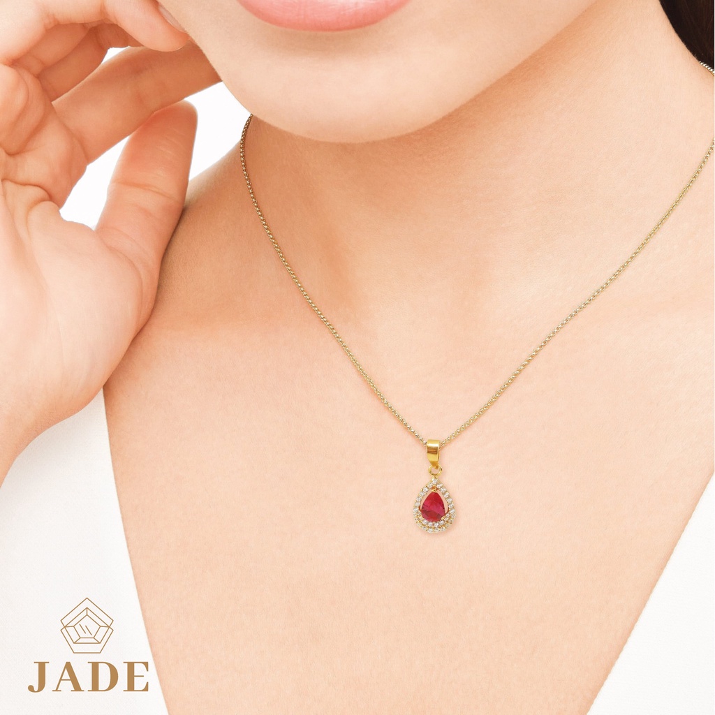 JADE - Liontin Emas Asli Model Teardrop Tetes Dengan Batu Permata Pear/Tetes Besar kadar 375 - Jewel