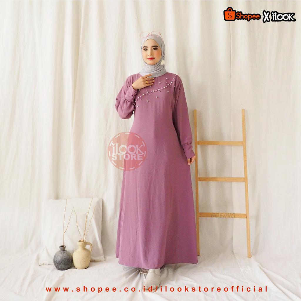 ilook | Syanas Dress | Dress Maxi Wanita | Gamis Mutiara | Gamis Lebaran 2023