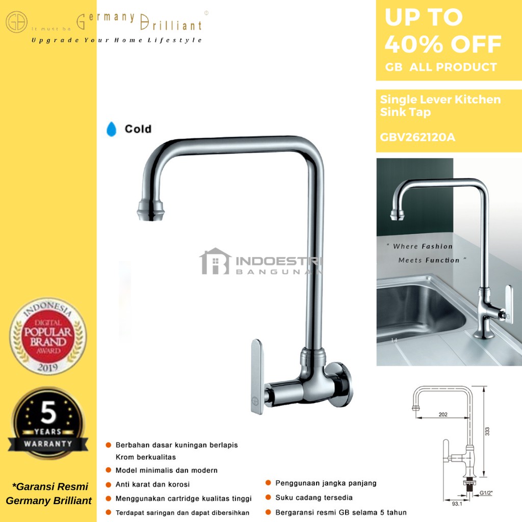 Kran Sink Meja Germany Brilliant GBV262120A/ Kran Cuci Piring Germany Brilliant GBV262120A