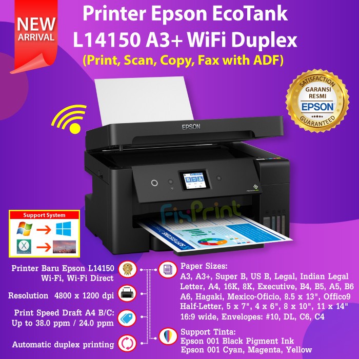 Printer Epson Ink Tank EcoTank L14150 A3+ WiFi Print Scan Copy Duplex