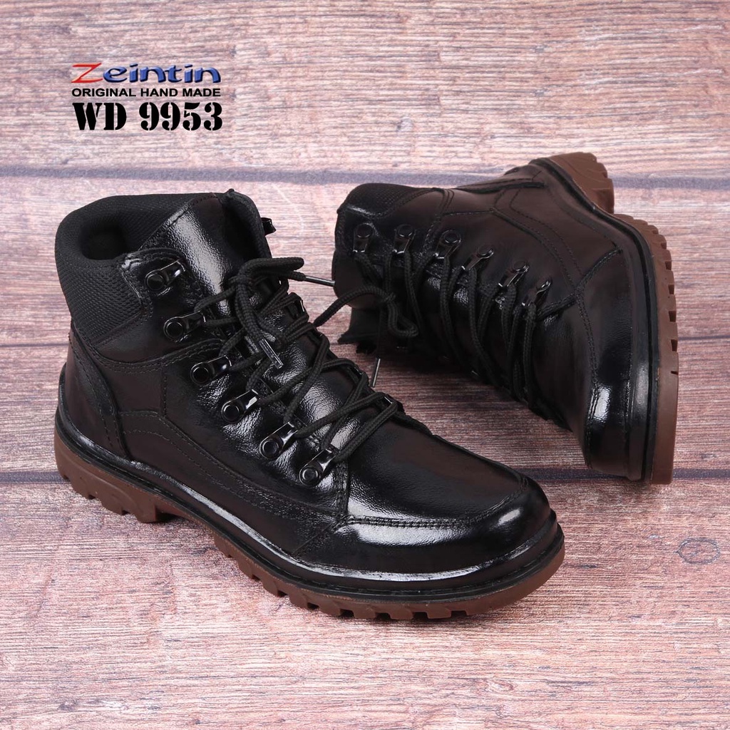 Zeintin - Sepatu Boots Pria Boot Pria Touring Boot Kulit Original Bahan Kulit Sapi Asli Sepatu Kerja Lapangan Original Zeintin Zeintin WD