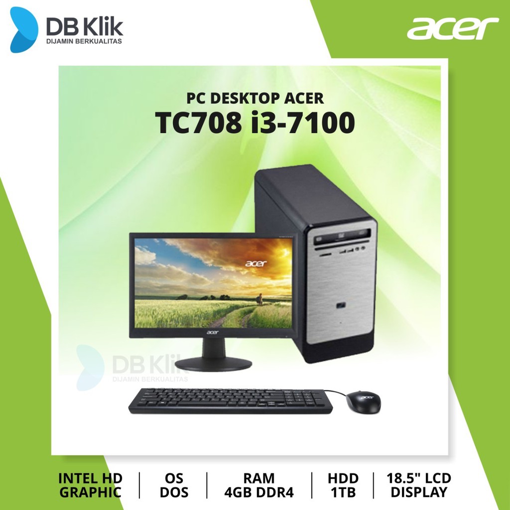 PC Desktop ACER TC708 i3-7100 4GB 1TB 18.5 Inch | DOS