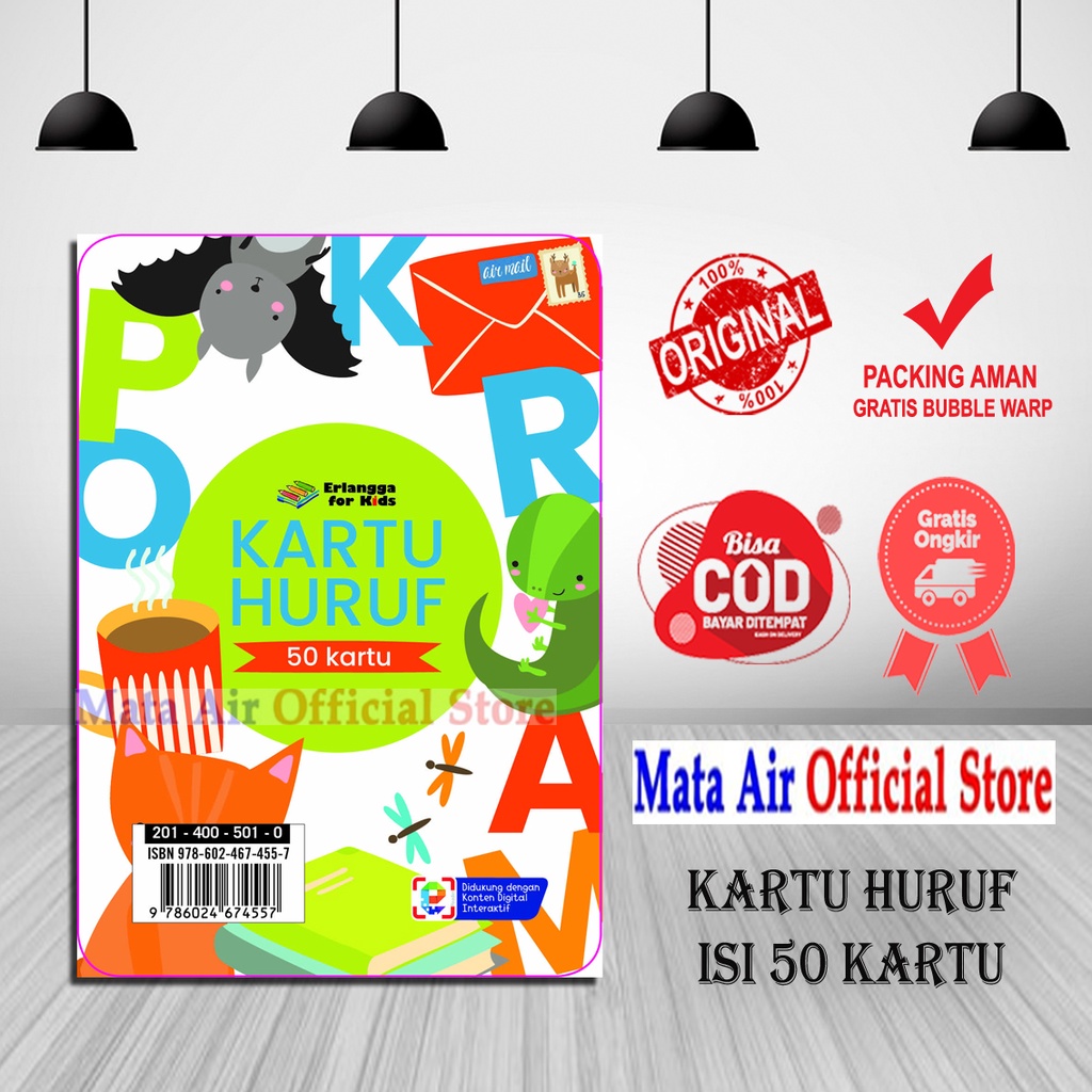 ORIGINAL KARTU HURUF ISI 50 KARTU - ERLANGGA FOR KIDS
