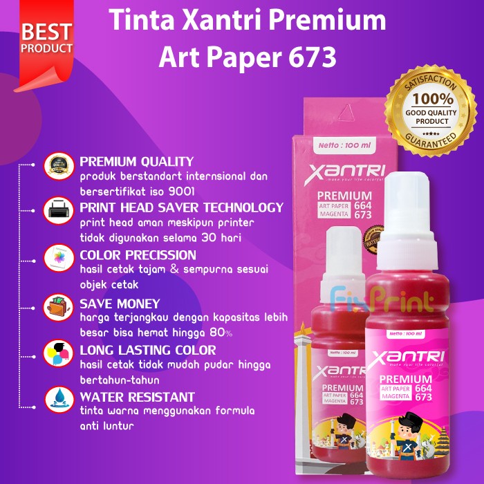 Tinta Art Paper 664 Epson Printer artpaper L100, L200, L110, L120, L210, L220, L310, L350, L355, L360, L365, L380, L380, L385, L405, L455, L460, L465, L480, L485, L550, L555, L565, L605, L650, L800, L805, L810, L850, L1300, L1800