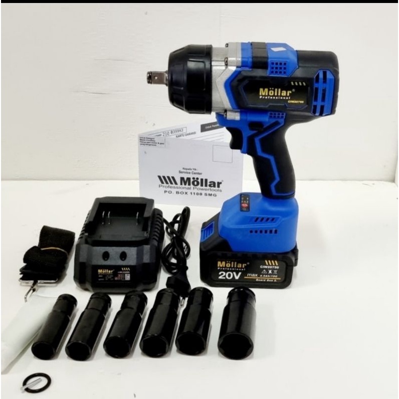 mollar CIW20750 set cordless impact wrench alat buka baut 20v 750nm CIW 20750