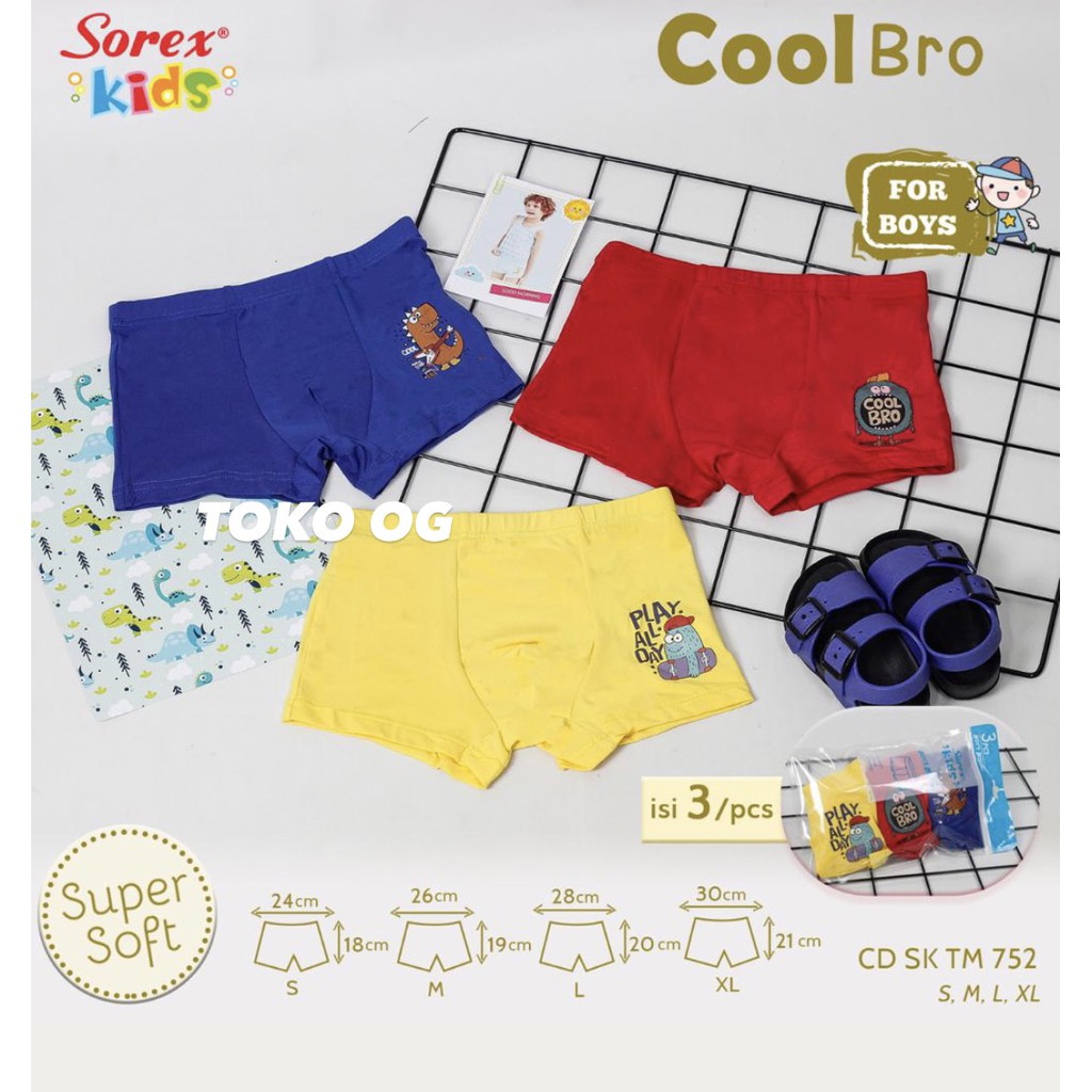 SOREX KIDS CD BOXER CELANA DALAM ANAK BOY S M L XL TM 752 ; TM 704