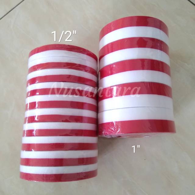 Pita merah putih 1/2&quot;, Pita merah putih 1&quot; per roll