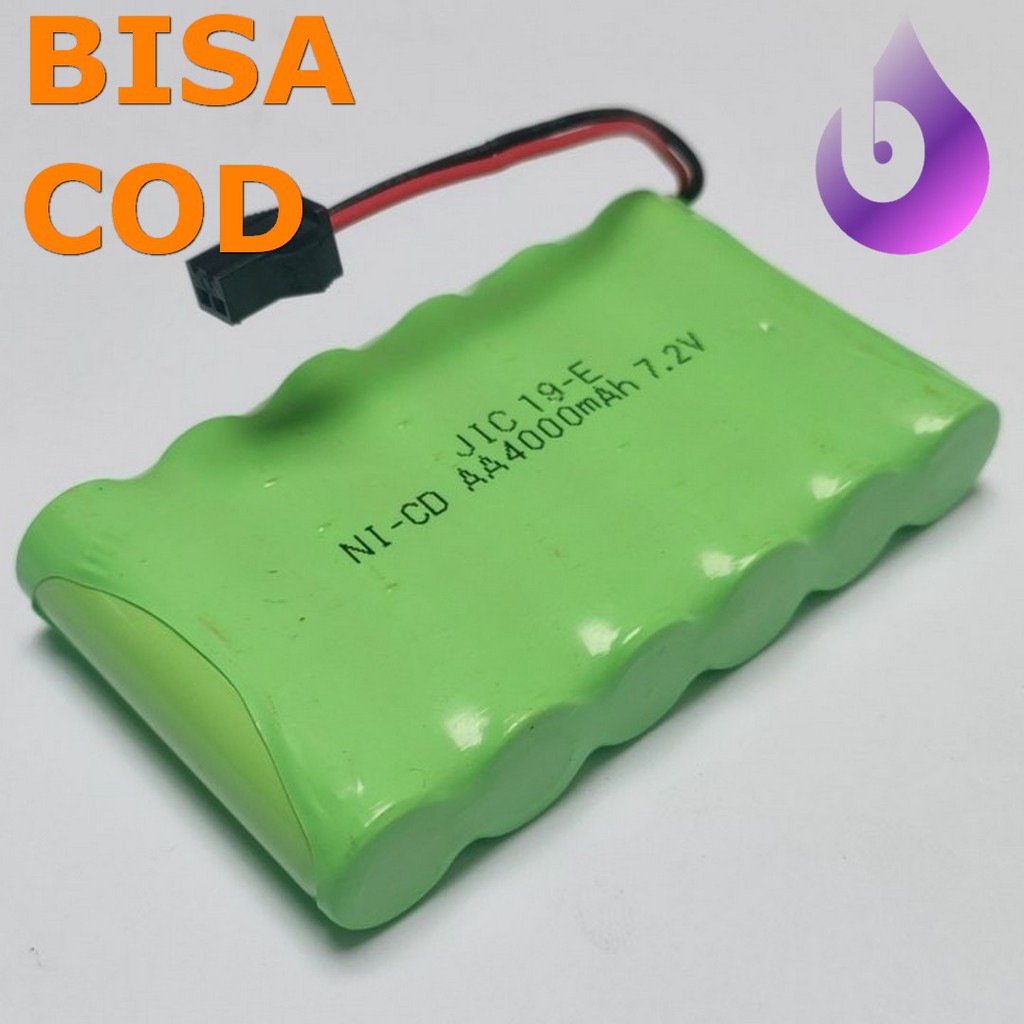 Baterai NiCd RC AA 4000mAh 7.2V Socket Hitam isi 6