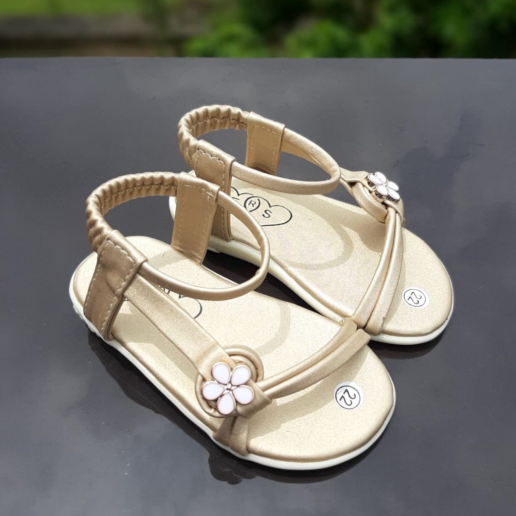 TOKOERS SDP11-2225 Sandal Tali Anak Perempuan umur 1 2 3 tahun - Sol Karet Anti Slip Motif Bunga