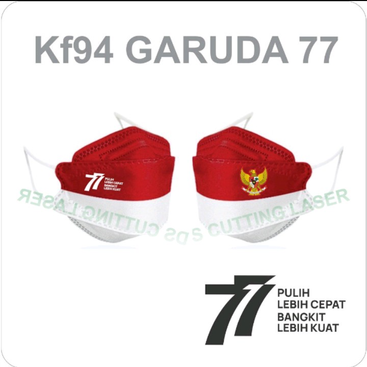 Masker KF94 4ply merah putih logo HUT RI/masker merah putih garuda/masker steril kf94 merah putih/ma