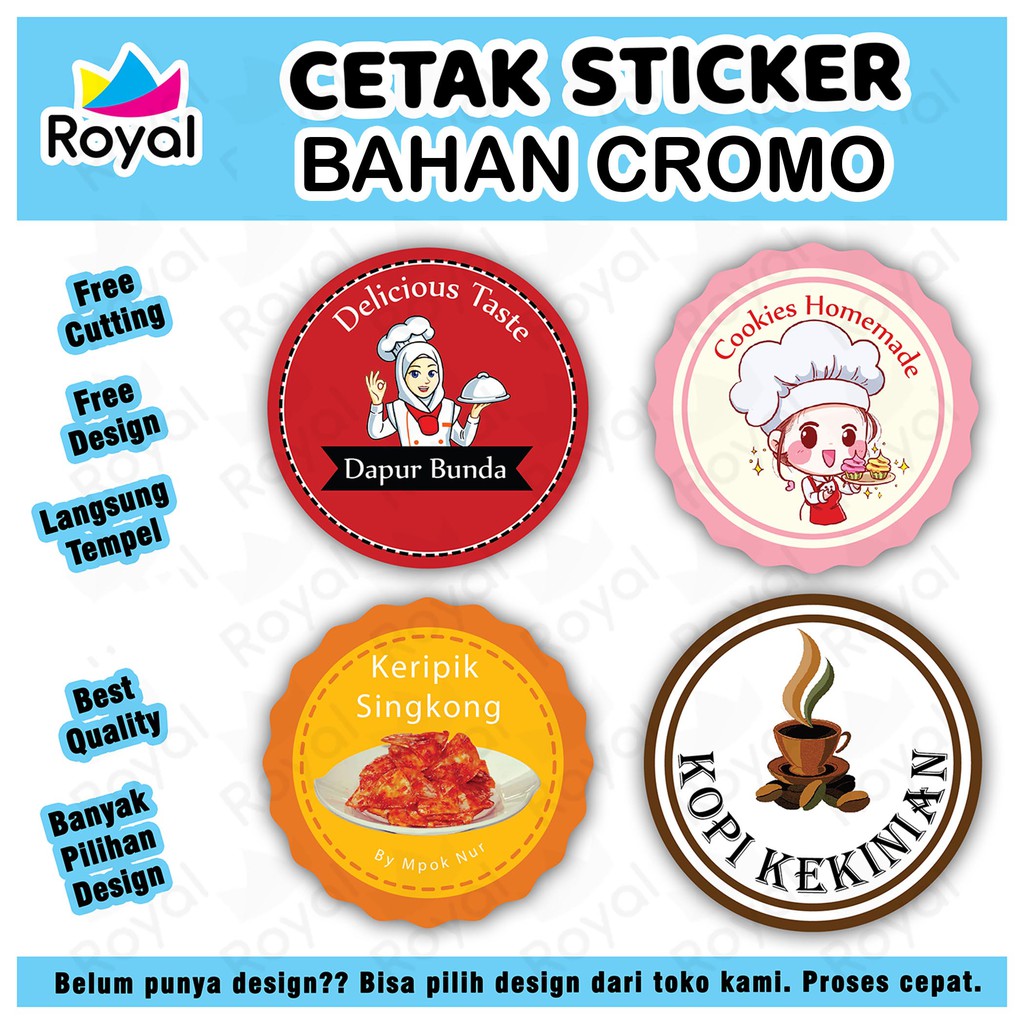 STICKER CROMO+CUTTING KISS CUT/STIKER MAKANAN/STICKER MINUMAN/LABEL PRODUCT