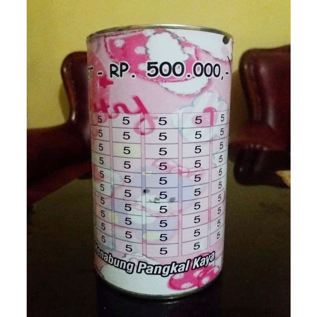 [✅COD] Celengan Tabungan Target Viral Kaleng Buka Tutup Unik Custom Karakter Nabung Anak Murah-500 RIBU (5K)