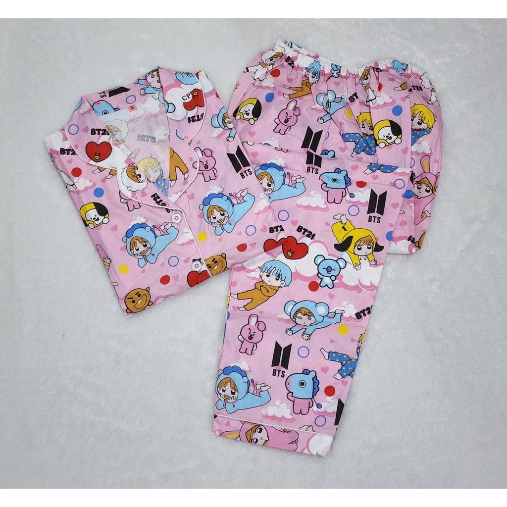 Piyama Baju Tidur BT21 Korea Setelan Pajamas Cewek Wanita Kekinian