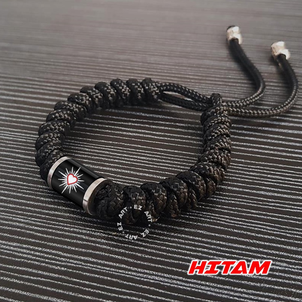 GELANG TALI PARACORD TEMA SH TERATE PENDEKAR SILAT PSHT MODEL TABUNG KACA EPOXY STAINLESS STEEL