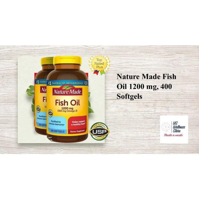 Nature Made Fish Oil 1200 mg, 400 Softgels ORI USA (2 Bottles)