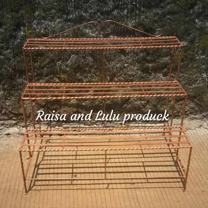 rak pot bunga 3 susun besi