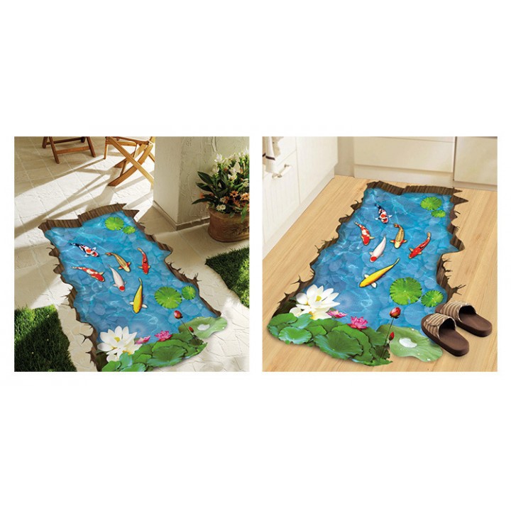 3D Wallpaper Sticker Dinding 90 x 60cm - WPP003 - Ikan Koi