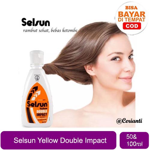 SELSUN Shampoo Conditioner Series | Sampo anti ketombe Yellow Double Impact 50 &amp; 100 ML_Cerianti