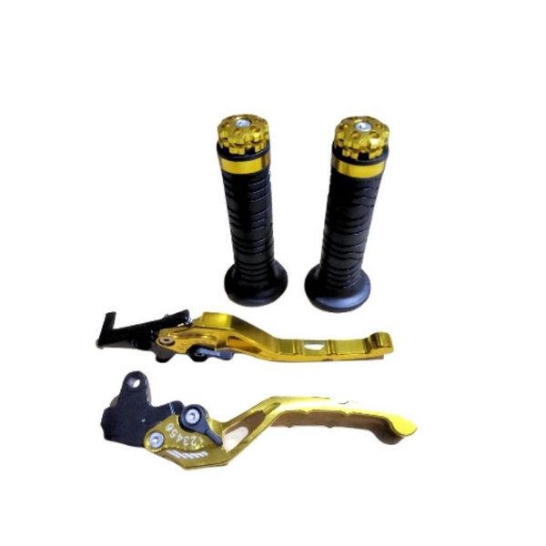 Sepaket Handle handel hendel tuas rem cnc plus grip jalu gold motor beat karbu vario 110 karbu beat 