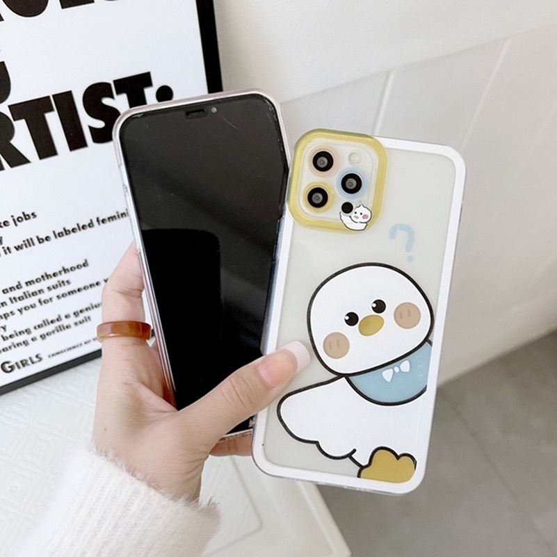 Soft Case Silikon TPU HD Untuk Compatible for iPhone 14 13 12 11 Pro Max Se 2020 X Xr Xs Max iPhone 7 8 6 6s Plus Couple duck mobile phone case Transparent silicone shockproof bumper protective Back Cover