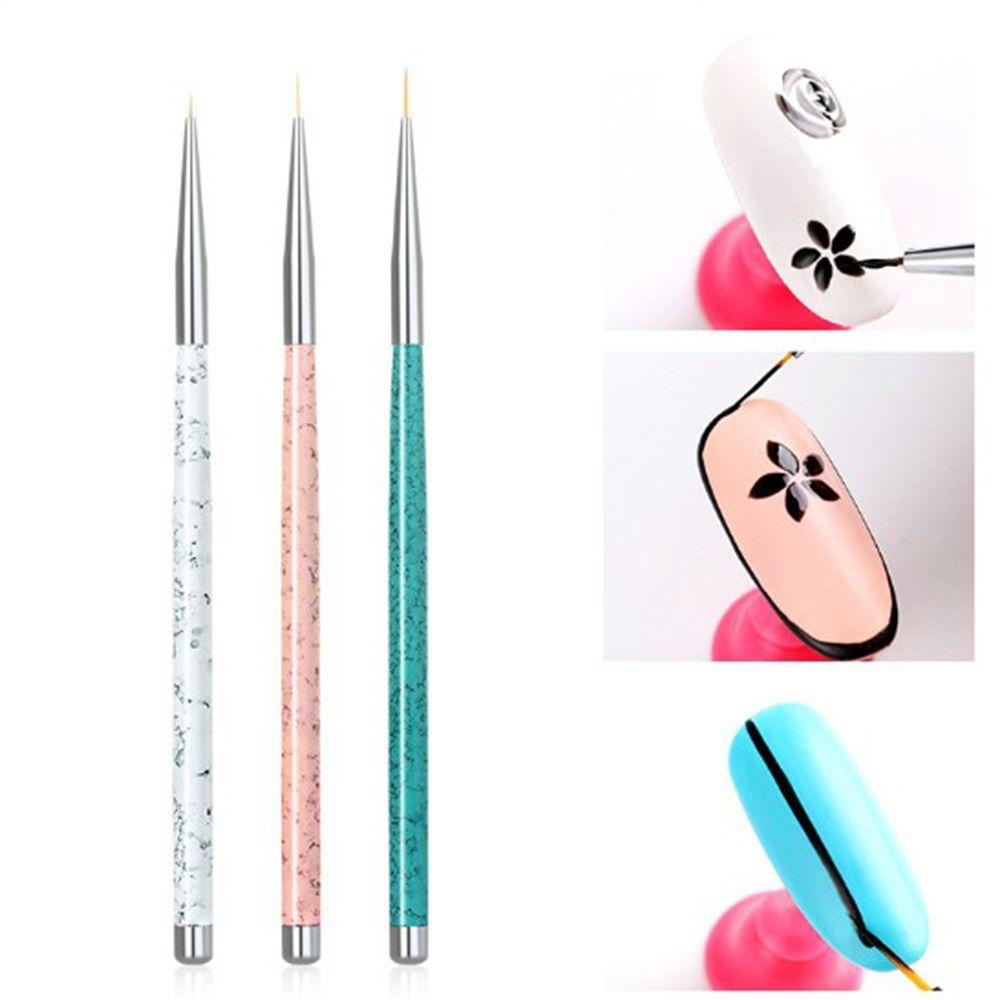 AUGUSTINA Kuas Agustina Gambar Gel Ultra-Tipis Isi 3pcs/Set Tips Lukis Liner