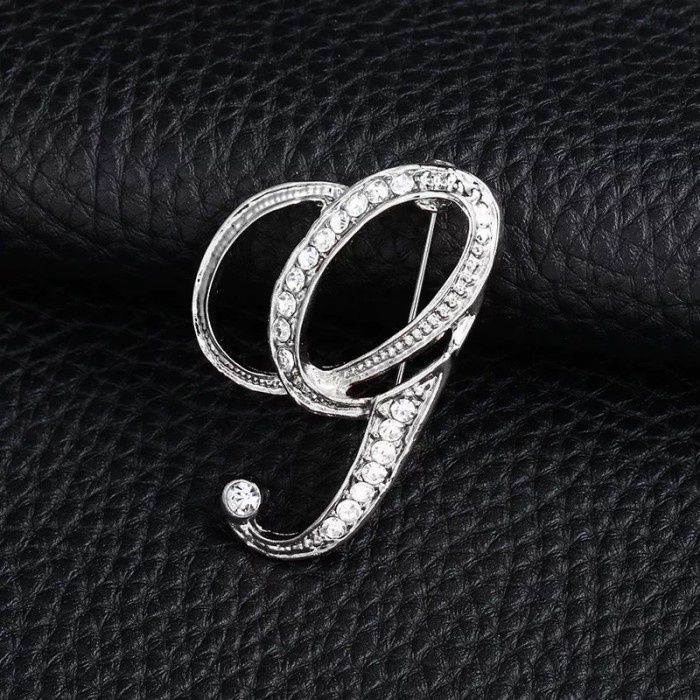 Terlaris bros huruf alfabet A - J silver - bros dada bahu - bros inisial nama - ( G )