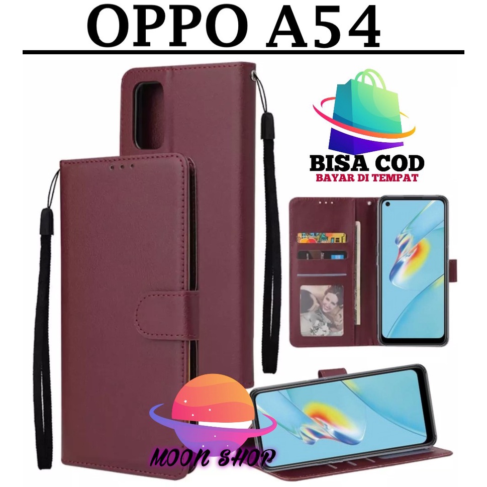 OPPO A54 FLIP LEATHER CASE PREMIUM-FLIP WALLET CASE KULIT UNTUK OPPO A54 - CASING DOMPET-FLIP COVER 