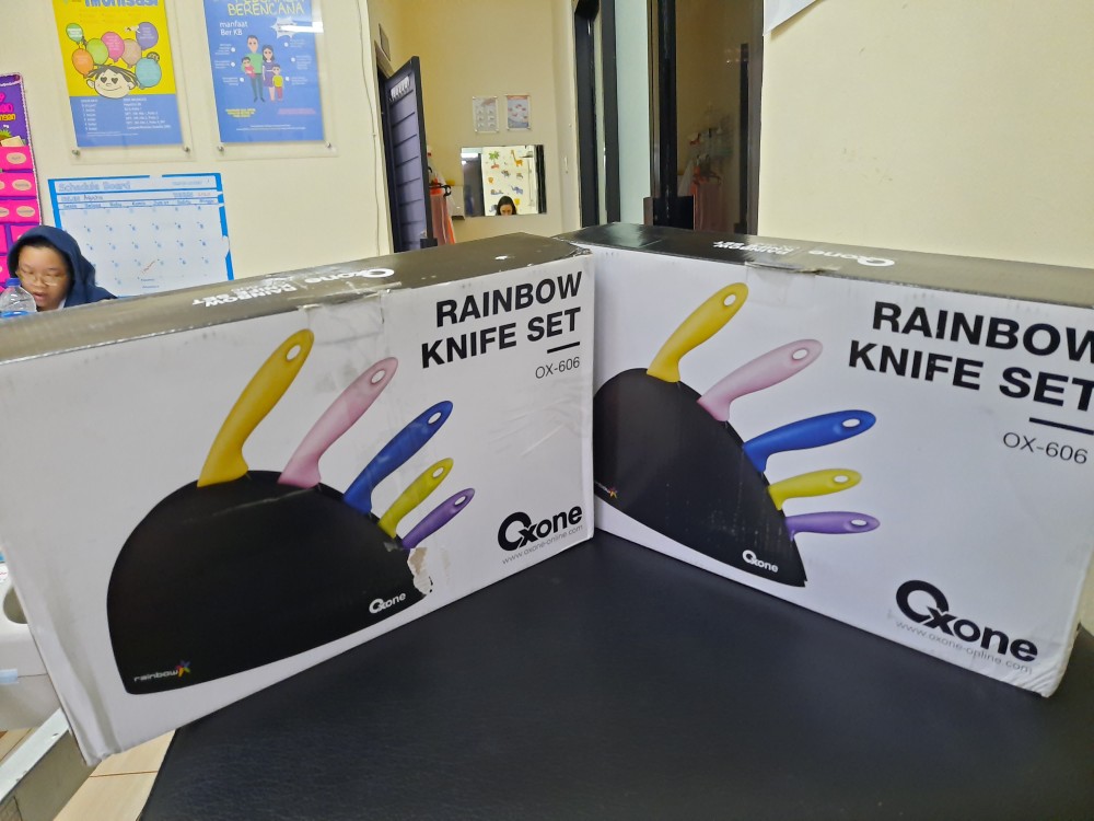 Oxone Ox-606. Pisau Set Rainbow Knife Set. Bahan Stainless Steel. Isi 6 Pcs