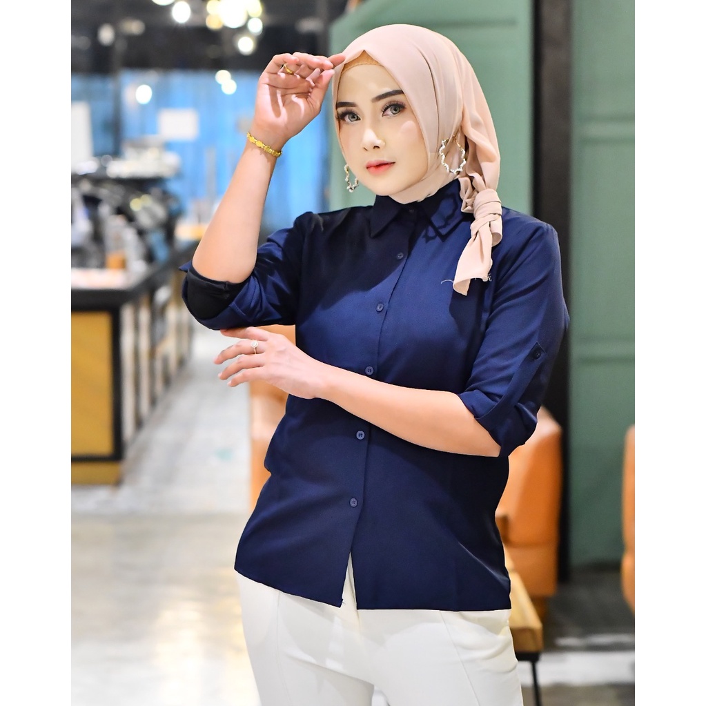 ATASAN KEMEJA POLOS BASIC SHAKILA LENGAN SCODER/AUREL TOP