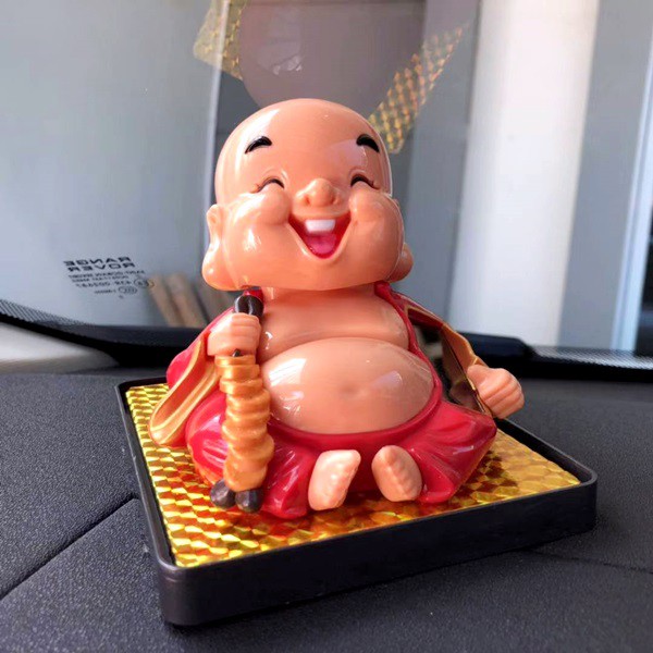 NEW CUTE MAITREYA SOLAR POWER Pajangan Figure Goyang Kepala Mobil