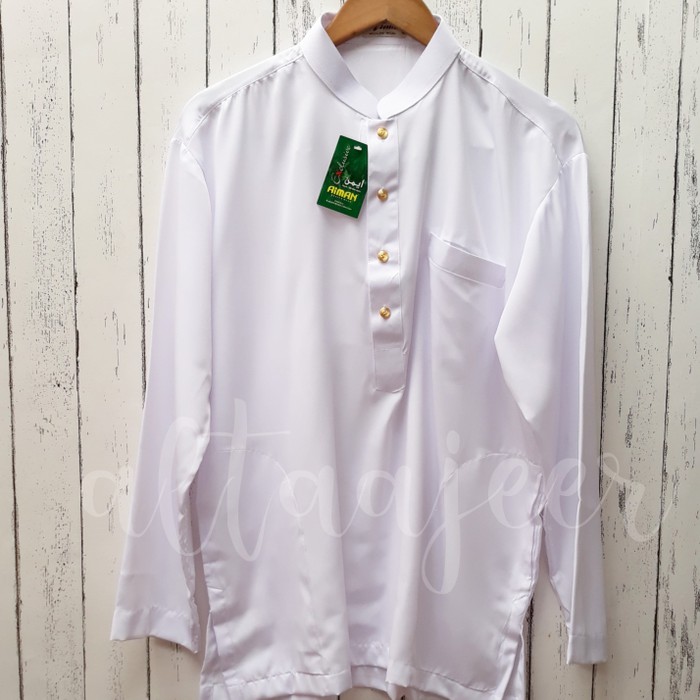 Aiman baju koko putih kancing emas Best Quality