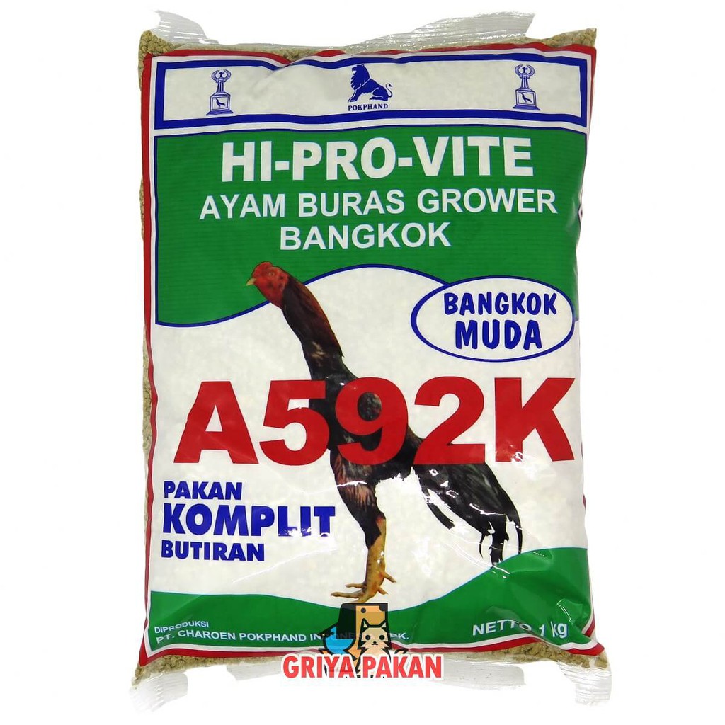 592 K / pakan ayam bangkok muda buras grower a592k pokphand hiprovite 1KG