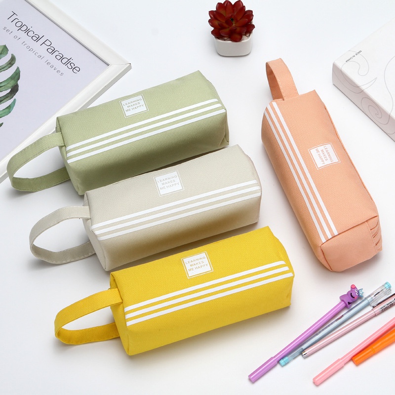 

Kapasitas besar double-layer pensil tas pensil multifungsi tas penyimpanan segar