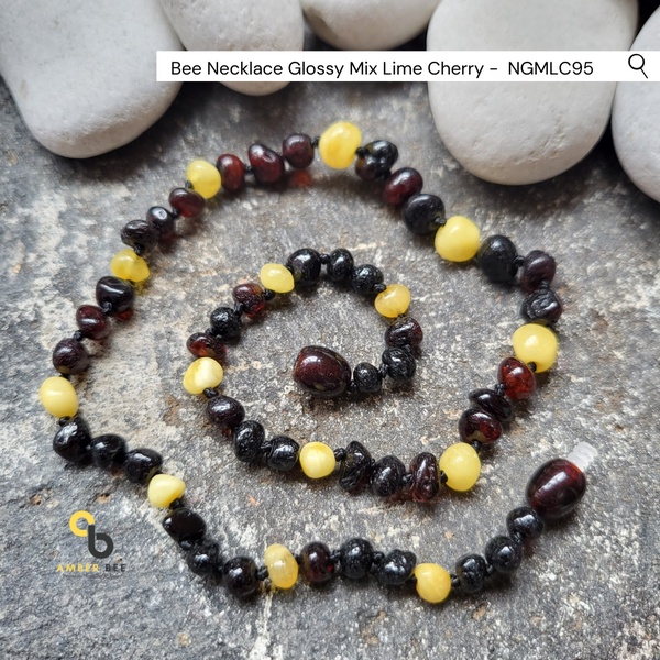 Kalung Amber Anak Premium Mix Cherry Lemon by Amber Bee NGMLC95