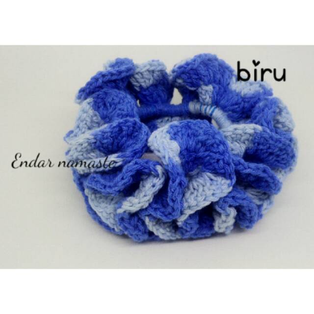 IKAT RAMBUT SCRUNCHIE RAJUT BENANG KATUN SEMBUR