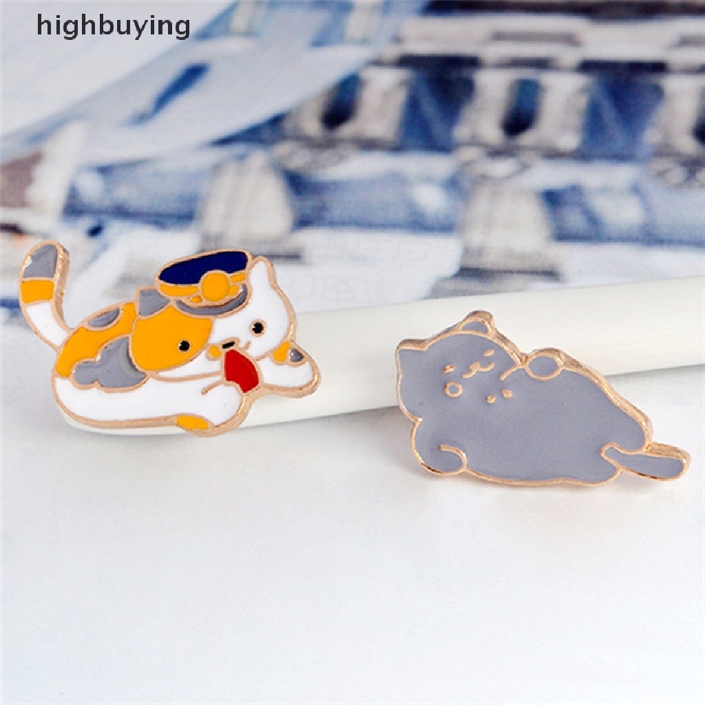 Hbid 4PCS / Set Bros Pin Enamel Bentuk Kartun Kucing Untuk Wanita