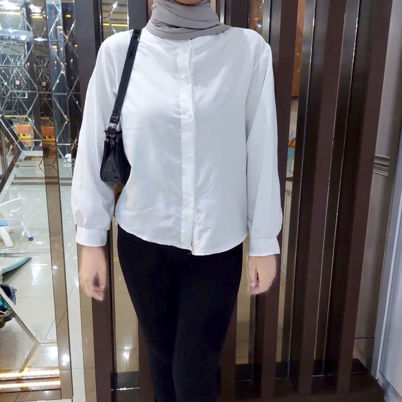 BEFAST - ZRD OOTD Wanita Kemeja ASWAN / MSMO River Blouse Oneck Longsleeve / Blouse Wanita Casual / Blouse Lengan Panjang / Blouse Polos Formal / Blouse Kerja / Kampus / Fashion Wanita Modis / Termurah