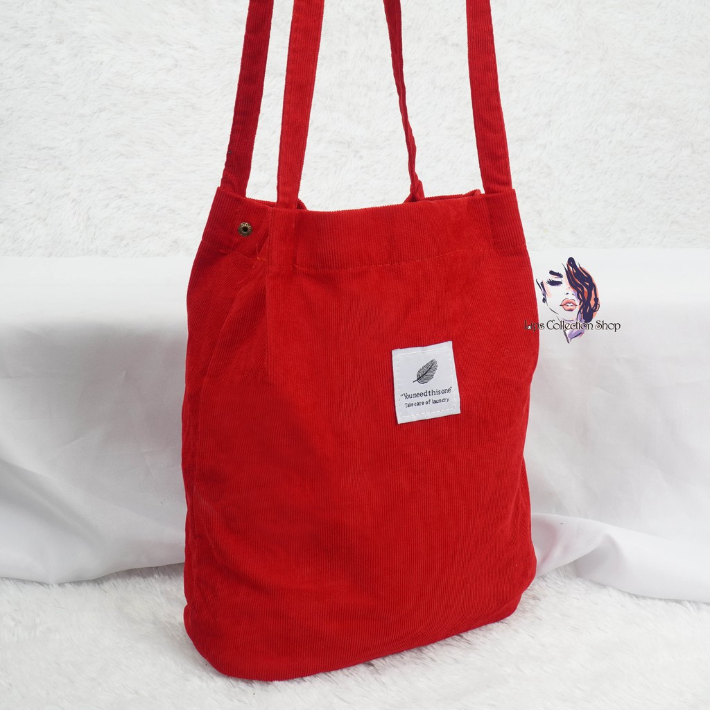 Tas Selempang Wanita Korea Corduroy Tote Bag | Tote Bag Korea