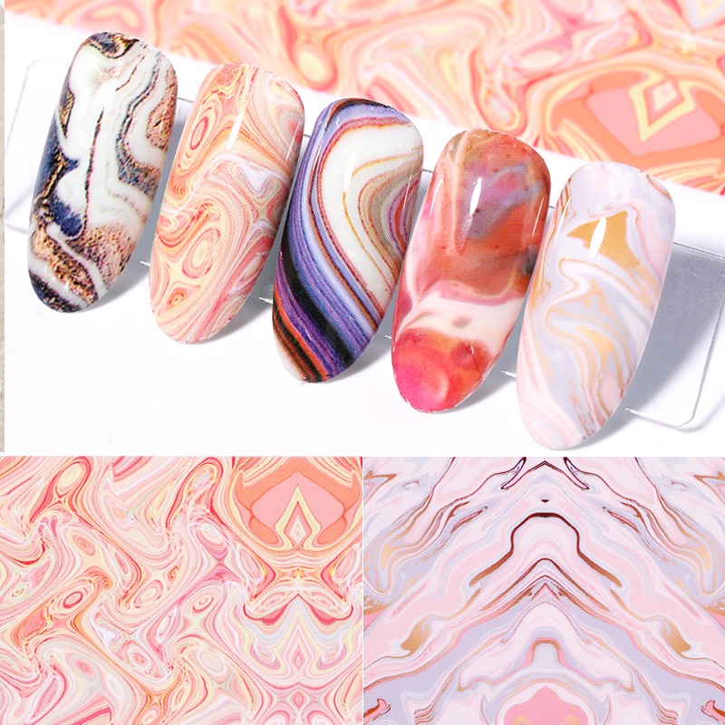 10pcs / Set Stiker Kuku Transfer Foil Motif Bintang / Hati / Kotak-Kotak Untuk Dekorasi Nail Art / Manicure Diy