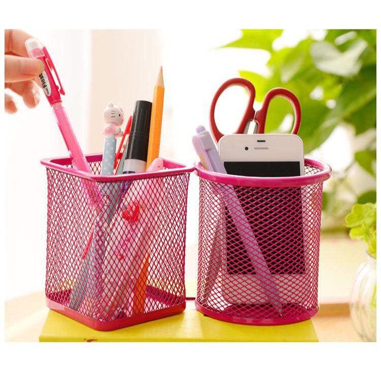 INDOMINI TEMPAT PENA BULAT PERSEGI ALAT TULIS PENSIL MEMO HOLDER MEJA PEN BALLPOINT R010