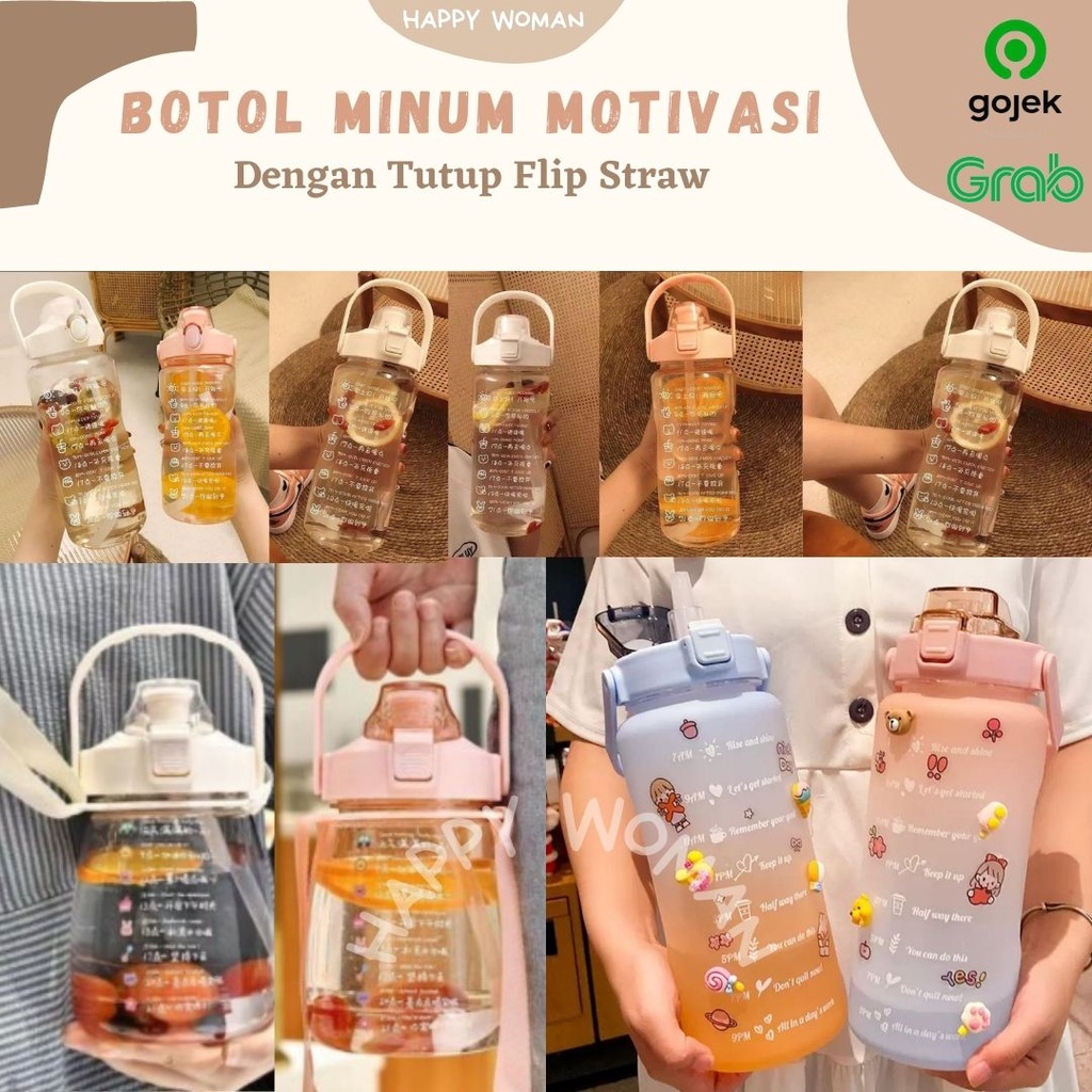 Botol Minum Motivasi Korean Botol Minum Dewasa Penanda Waktu Botol Olahraga Botol Gemoy Botol Viral